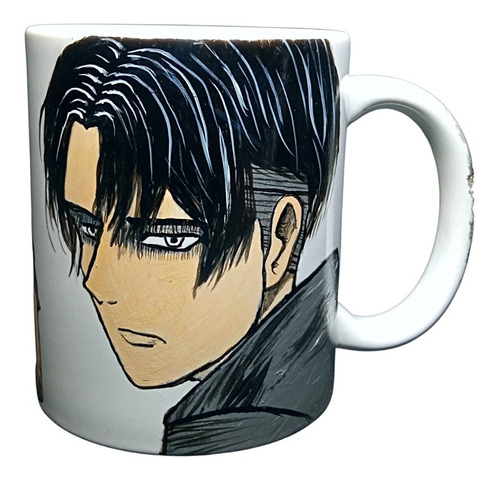 Taza Pintada A Mano Levi Attack On Titan Anime 320cc