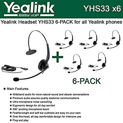 Yealink Yhs33 6-pack Auriculares De Banda Ancha Para Yealink