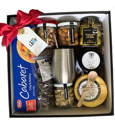 Caja Regalo Salado Dulce Snacks Vaso Termico Arcon Queso Thl