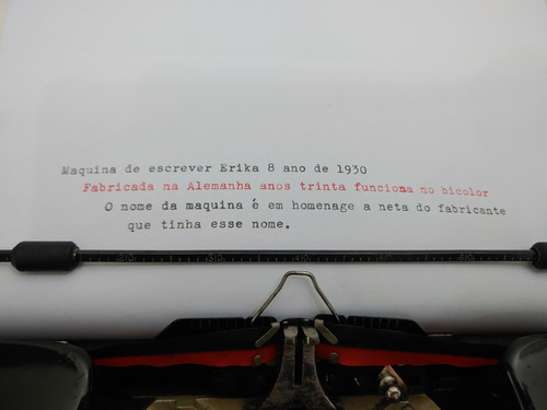 Maquina De Escrever Erika 8 Ano De 1930 (Usado)