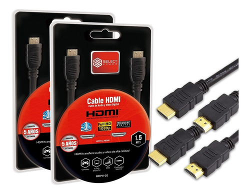 Imagen 1 de 3 de Cable Duo Hdmi Alta Definición Select Power 1.5mts Pantallas