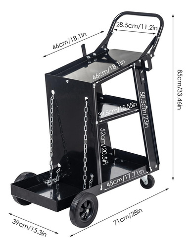 Plqmpp-m Carrito De Soldadura, Carros De Soldadura Resistentes De 3 Niveles Con Almacenamiento De Tanque De Ruedas, Para Soldador Tig Mig Y Cortador De Plasma
