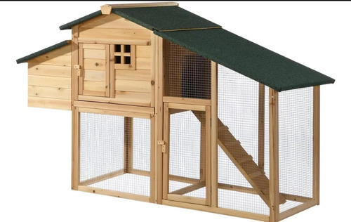 Casa Gallinero Jaula De Madera Gallos Y Pollo Para Exterior Verde