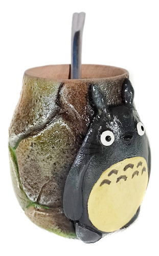 Mate Artesanal Algarrobo Totoro Marrón Claro Personalizado