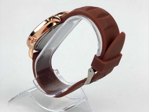 Relógio Quartz Feminino Marrom Social Silicone