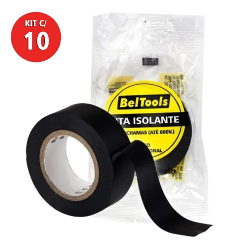 Kit 10 Fita Isolante 19mm X 10 Metros Beltools