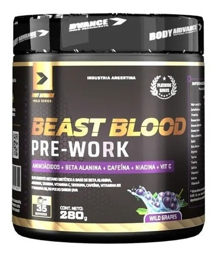 Beast Blood Pre Work 280g - Uva - Body Advance