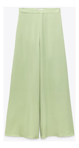 Zara Pantalon Tiro Alto, Ancho  Verde Pastel -nvo C/etiqueta