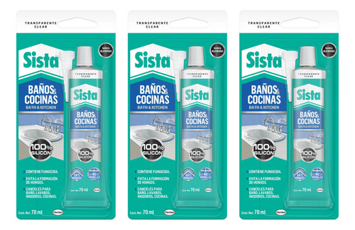 Pack 3 Silicon Baños Y Cocinas 70 Ml Transparente Henkel