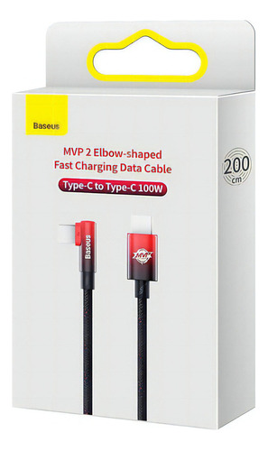 Cable 100 Carga Rápida 100w Baseus Tipo C - Tipo C 2 Metros Color Rojo