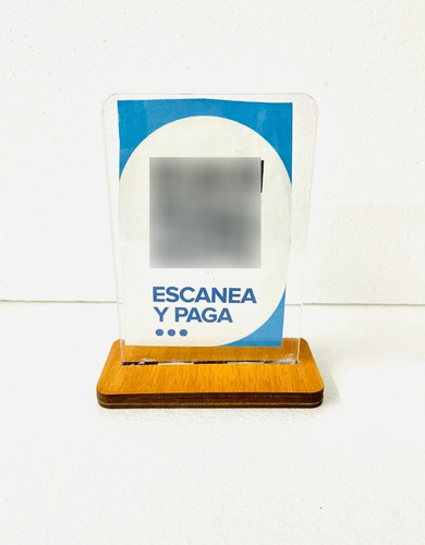 Porta Menu Qr Acrilico Con Base De Madera