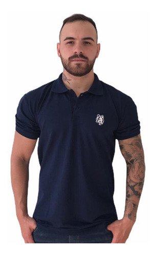 Imagem 1 de 2 de Camisa Polo Piquet Lobo Masculina Pm002 Marinho