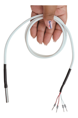 Sensor Pt100 4 Fios 0,6x3,5cm Cabo Silicone 2 Metros