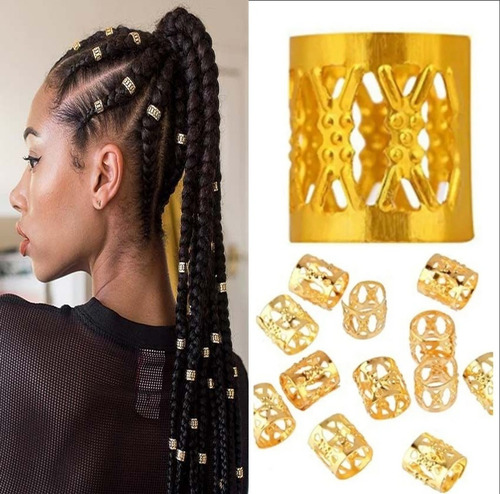 Imagen 3 de 8 de 48 Anillos Cuffs Adornos Trenzas Africanas Rastas Dorados