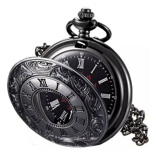 Reloj De Bolsillo Estilo Romano De Cuarzo Vintage Negro Cade
