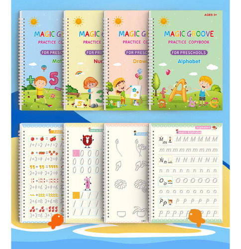 Fe Kit De Cuaderno Caligrafía Reutilizable Magic Book 2 Set