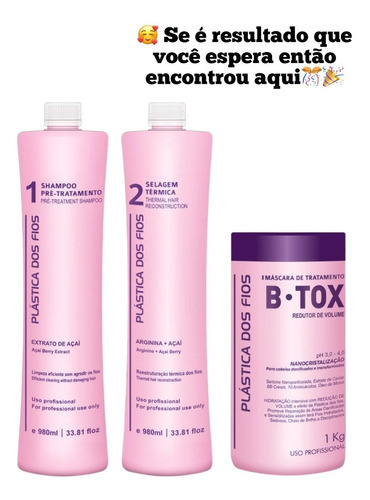 Combo Plástica Dos Fios Selagem Progressiva 2x1l + 2 Btox 1k