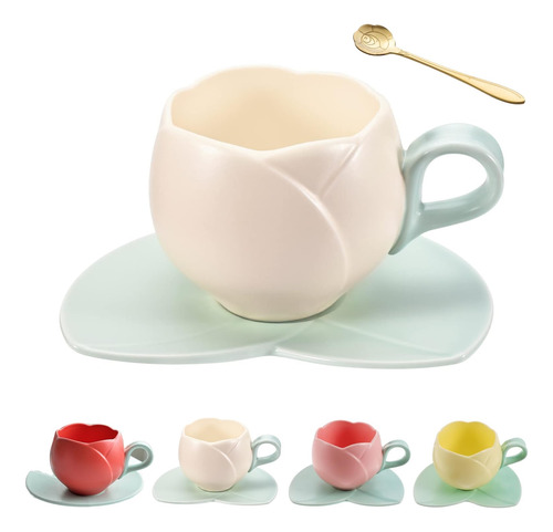 Taza De Cerámica Con Forma De Tulipán Cor Rosa X1