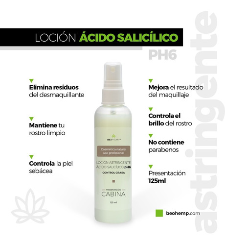 Tónico Astringente Ácido Salicílico Previene El Acné, 125 Ml