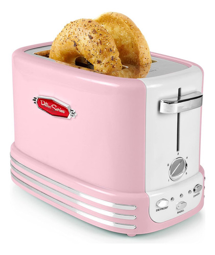 Nostalgia Horno Microondas Retro Compacto Y Tostador Rosa