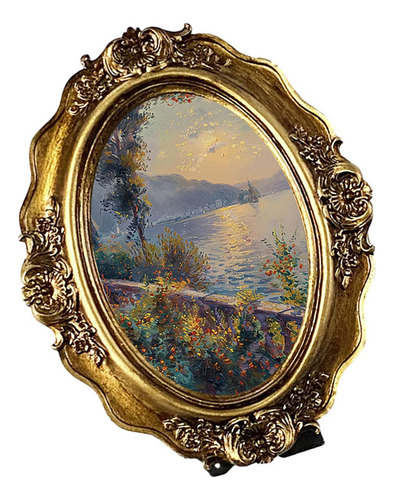 Quadro De Foto Oval De Design Retrô Resina De Imagens De