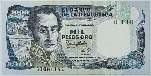 Billete 1000 Pesos 04/ene/1993 Colombia Au