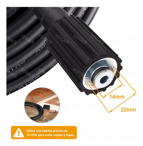 Manguera de PVC M22 de 6 m, 2000 psi, resistente para hidrolavadora, fácil de instalar, resistente a alta presión, resistente a la abrasión, Fivgace