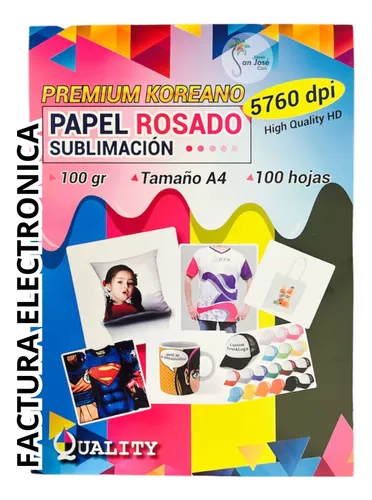 Papel de Sublimacion Premium Tamaño A4 100 Hojas Paquete Rosado – TAINO  S.A.C