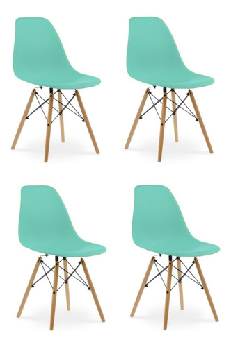 Silla Eames Diseño Patas Madera Dsw Colores X4