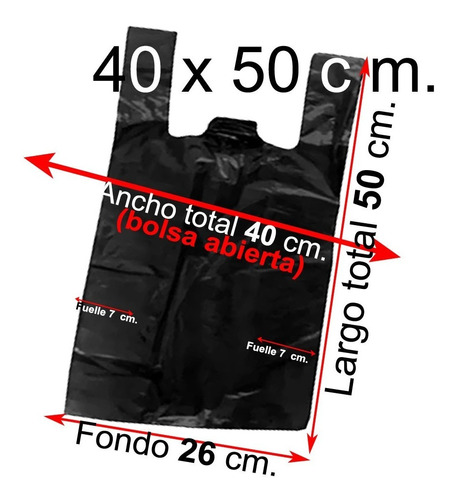 Bolsas Plásticas Camiseta - 40x50 - 300 U. Negra Para Basura