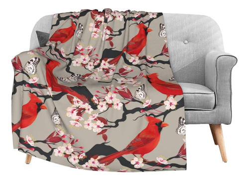 Fehuew Red Cherry Birds Franela Manta De Lana 50x60 Pulgadas