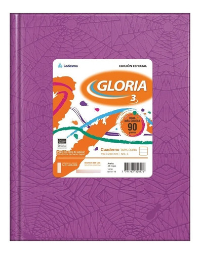 Cuaderno Gloria Tapa Dura N3 48 Hojas Rayadas Lila Rayuela