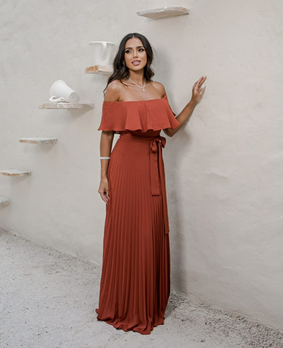 Imagem 2 de 2 de Vestido Mousseline Ombro À Ombro Várias Cores Ref 1055
