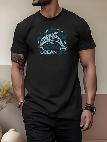 Playera Hombre Save Ocean Life Dolphin Design280