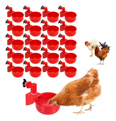 Paquete con 20 vasos automáticos para beber pollo de color rojo