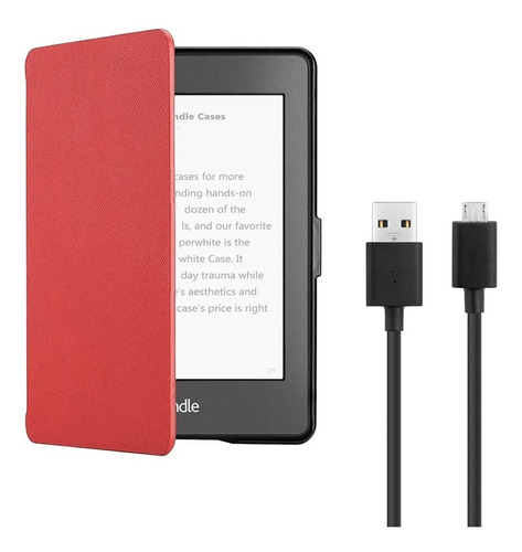 Combo Funda Para Amazon Kindle Paperwhite 10 Gen + Cable