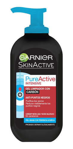 Imagen 2 de 5 de Gel Limpiador Facial Carbón Pureactive Garnier 200ml