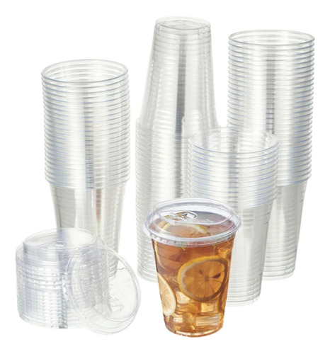 Vaso Plastico Pete 16 Oz Con Tapa Sorbe Facil 98mm C/50 Transparente