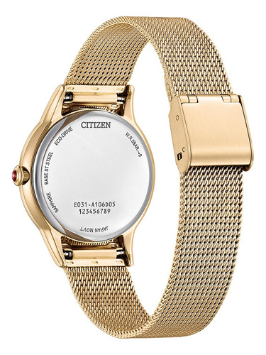 Reloj Citizen Em081882x Para Mujer Triple Manecilla Acero Color De La Malla Oro Rosa Color Del Bisel Dorado Color Del Fondo Rosa Perla