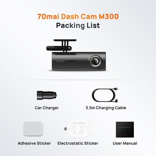 Dash Cam 70mai M300 1296p Qhd 140° Wifi De Grande Angular