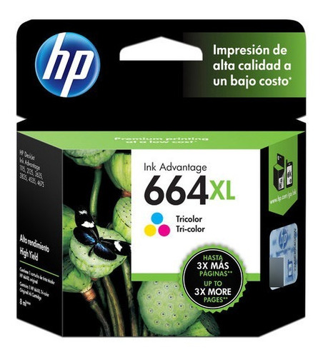 Cartucho De Tinta Hp 664xl Tricolor Original (f6v30al).