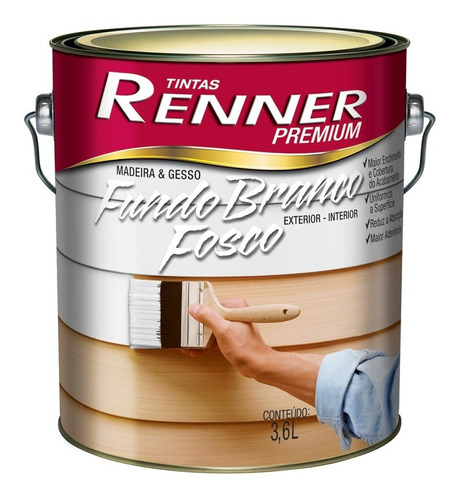 Fondo Blanco Mate Para Madera Renner 3.6 L