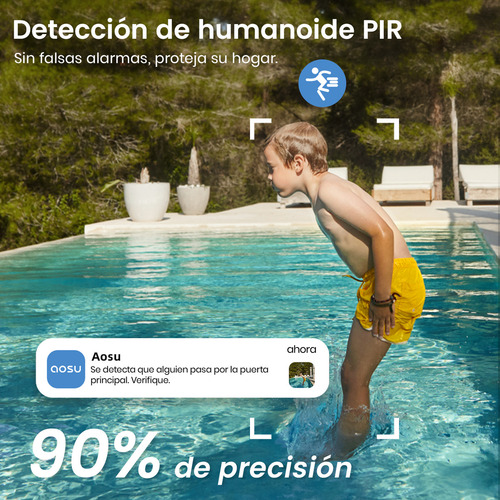 Solar Cámara De Seguridad Exterior Inalámbrico Wifi Vision Nocturna 2k Conectar Con La AOSU C7P Homebase