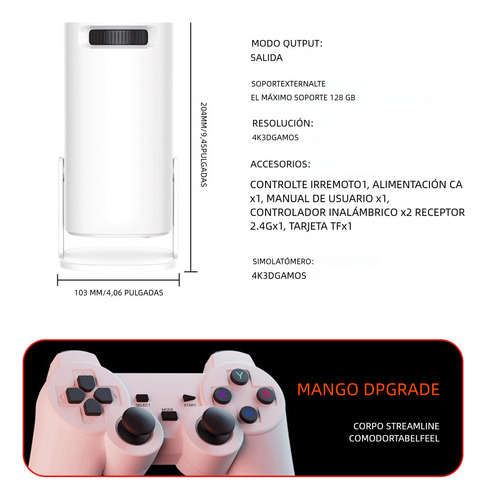 Proyector Inteligente Portátil 4k Hd Con Android 11, Wifi 6 Y Bluetooth, Ideal Para Cine En Casa, Oficina Y Actividades Al Aire Libre, Incluye 2 Mandos De Juego Y Más De 35,000+ Juegos