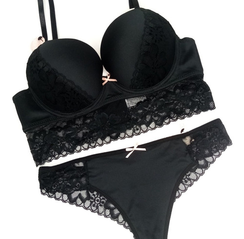 Coordinado Lencería Bralette Black Y Tanga