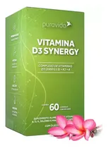Comprar Vitamina D3 Synergy Pura Vida 60 Cáps + K2 + Mk7 + Magnésio