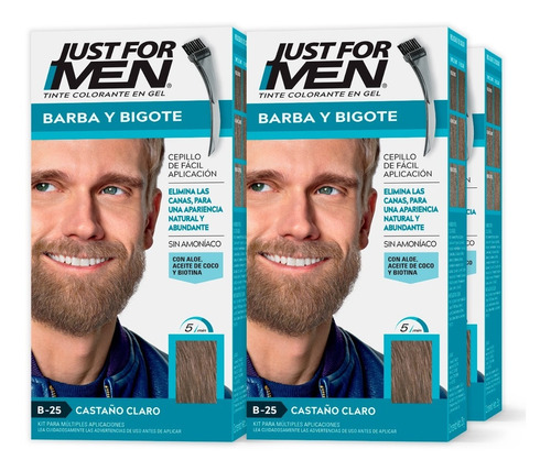 Tinte Just For Men Barba Y Bigote Castaño Claro 4-pack 