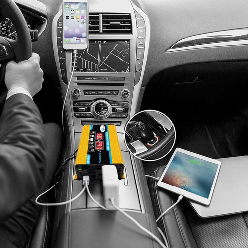 2 Usb 12v A 220v Inversor De Carro 4000w Digital Inteligente