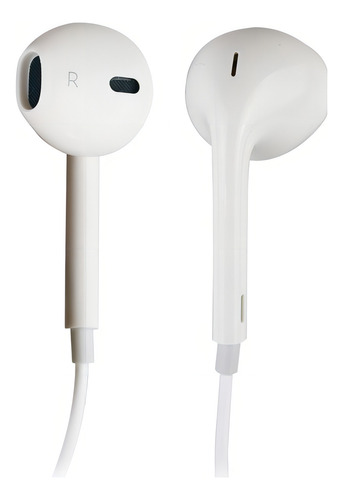 Fones de ouvido brancos com fio e viva-voz com microfone