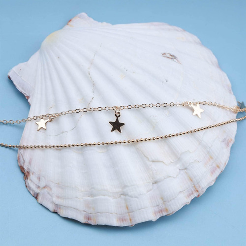 Yiendoo Tobillera Con Estrella En Capas Bohemia, Pulsera Con